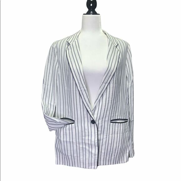 maje Stripe Down Single Button Blazer - Picture 2 of 9